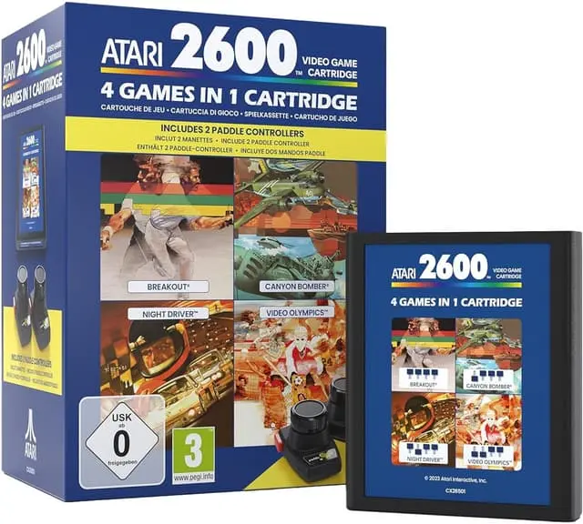 Atari 4 in 1 Game Cartridge Plus Paddle Pack (A2600 Plus)