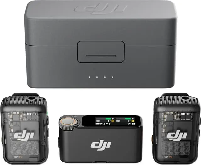 DJI Mic 2 sett med trådløs sender, mottaker og ladeetui (sort)