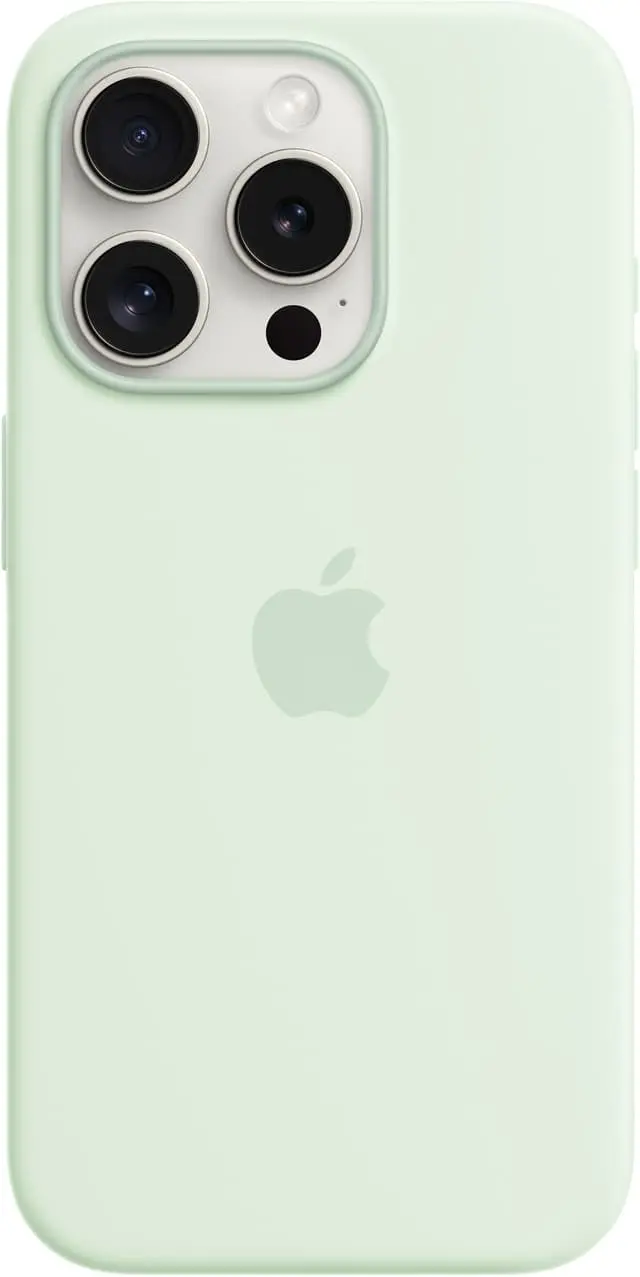 iPhone 15 Pro silikondeksel med MagSafe (lys mynte)