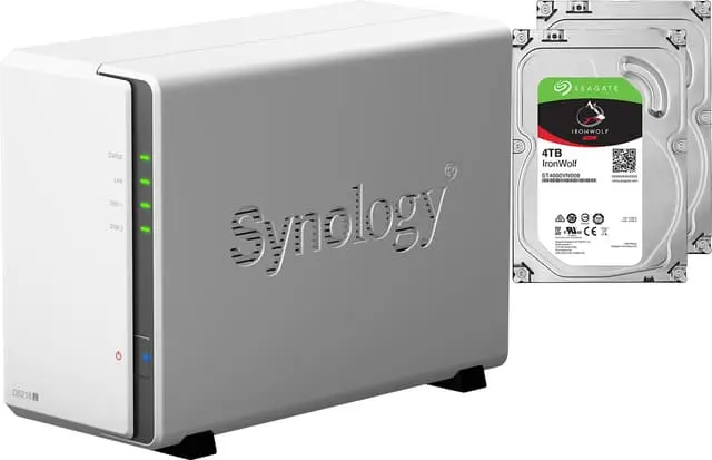 Synology DiskStation DS218j  2-Bay NAS + 2x 4 TB harddisk
