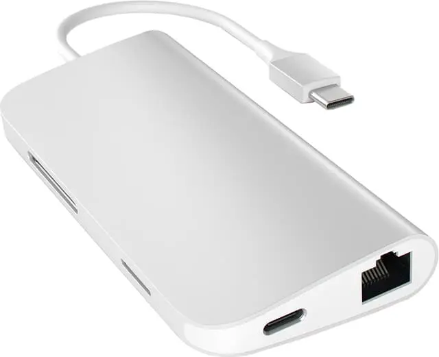 Satechi USB-C Multi-Port med Ethernet-adapter (sølv)