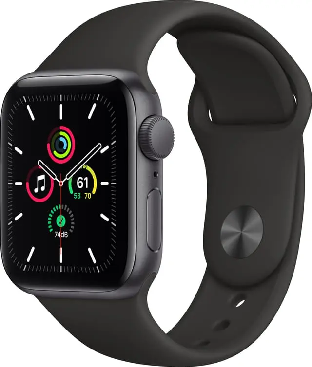 Apple Watch SE 40mm GPS (stellargrå alu/sort sportsreim)
