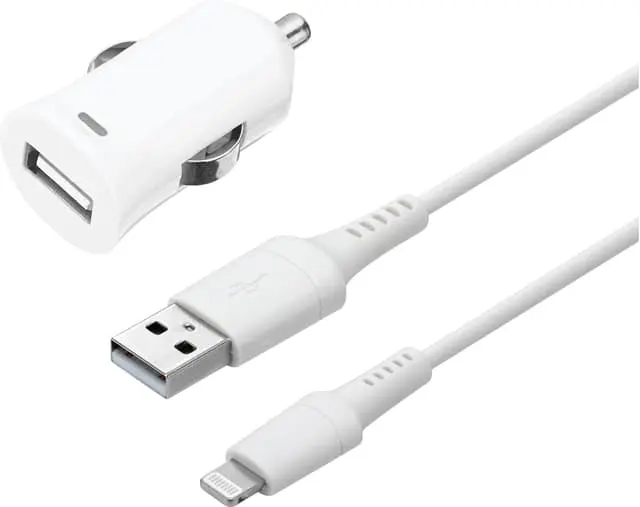 Sandstrøm USB-A billader med Lightning-kabel 1m (hvit)