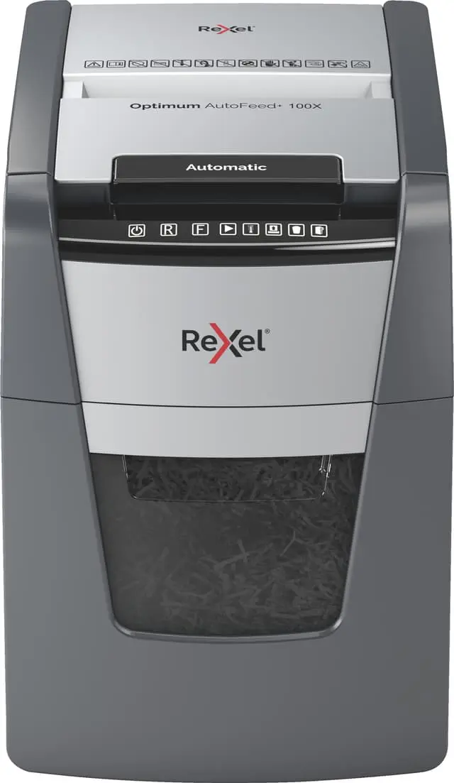 Rexel Optimum AutoFeed+ 100X makulator med krysskutting