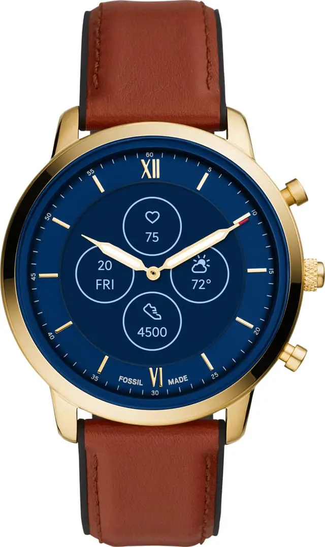 Fossil Neutra Hybrid HR smartklokke 45mm (gull/brun)