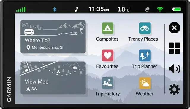 Garmin CamperVan GPS til små campingvogner og bobiler (sort)