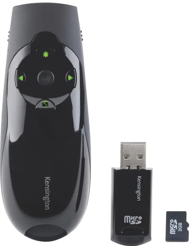 Kensington Expert Wireless Cursor presentasjonsenhet med grønn laser og minne