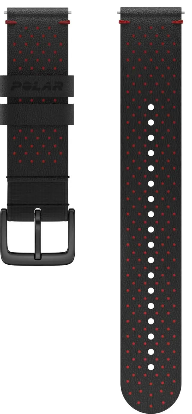 POLAR Leather klokkerem 20mm M/L (sort/rød)