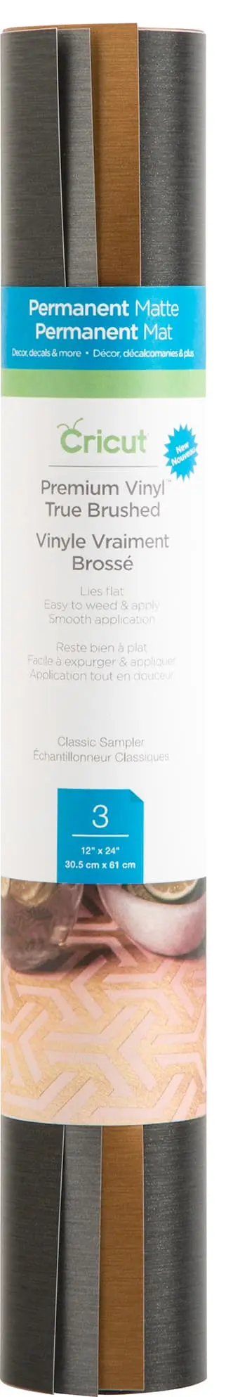 Cricut Premium Permanent Vinyl vinylark 3-pk. (true brushed classics)