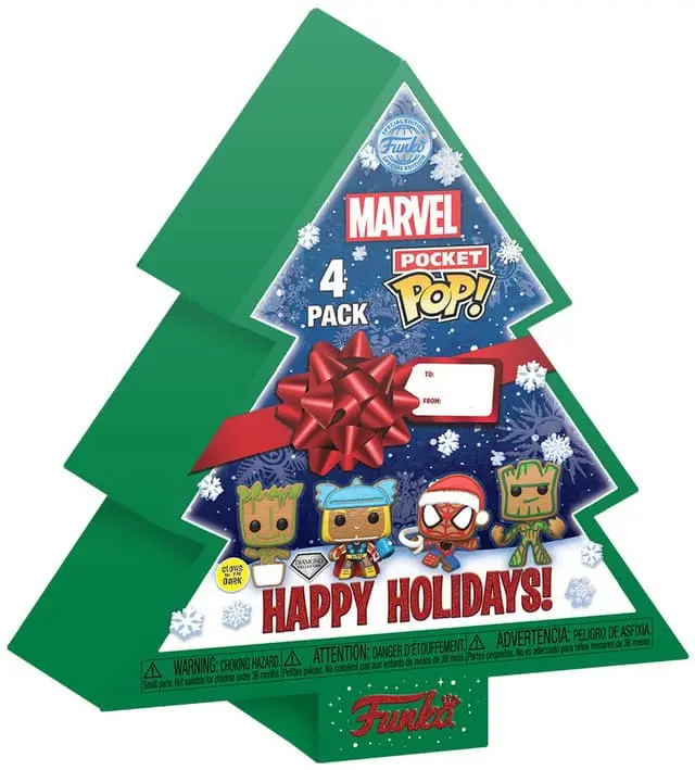 Funko Pop Marvel nøkkelring 4-pk (Baby Groot, Groot, Thor, Spider-Man)