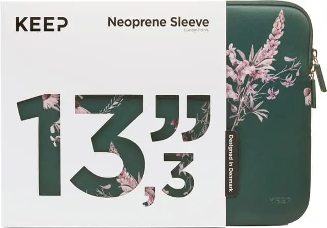 KEEP 13,3" Neopreneetui til bærbar PC (Power Green Flower)