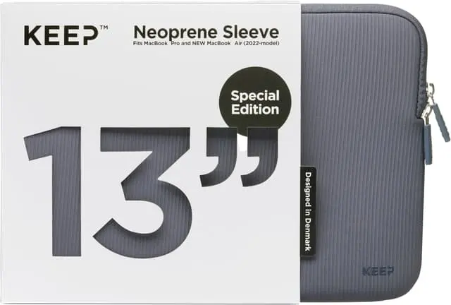 KEEP 13,6" Neopren/tekstiletui til MacBook (Blue Granite)