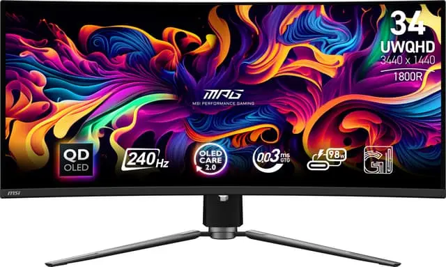 MSI MPG 341CQPX 34" QHD/QDOLED/240Hz/0,03ms gamingskjerm