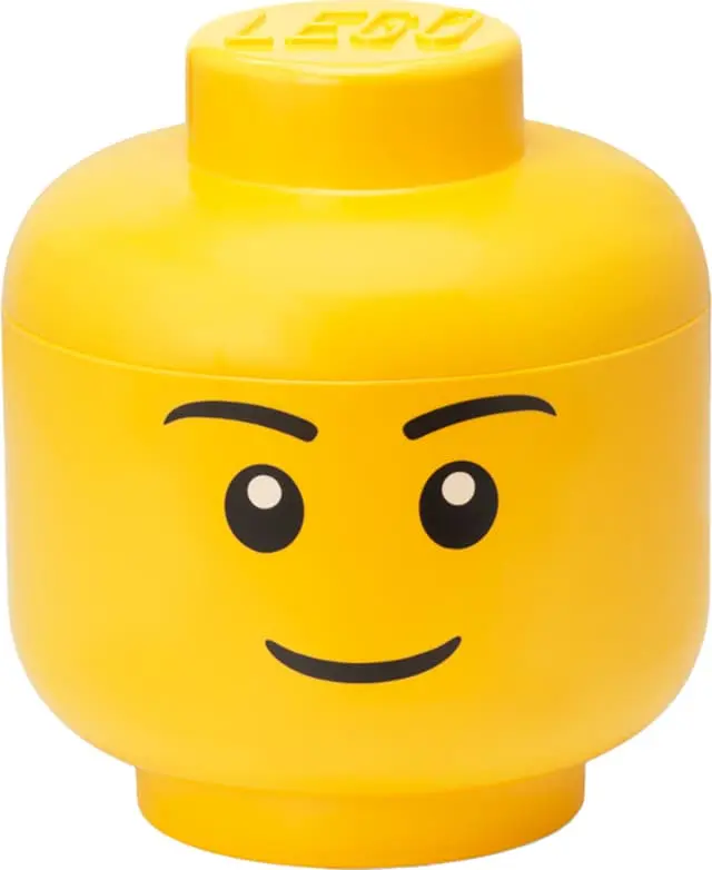 LEGO stor oppbevaringsboks (Boy Head, gul)