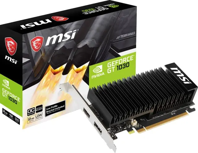 MSI GeForce GT 1030 Silent Low Profile OC - 2GB DDR4 SDRAM - Grafikkort