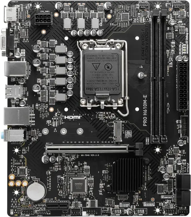 MSI PRO H610M-E DDR4 Hovedkort - Intel H610 - Intel LGA1700 socket - DDR4 RAM - Micro-ATX
