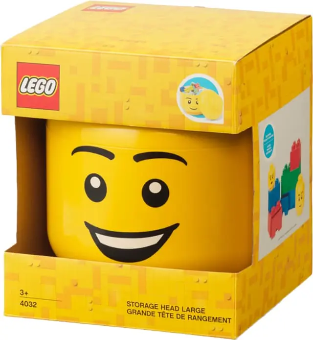 LEGO stor oppbevaringsboks (guttehode, gul)