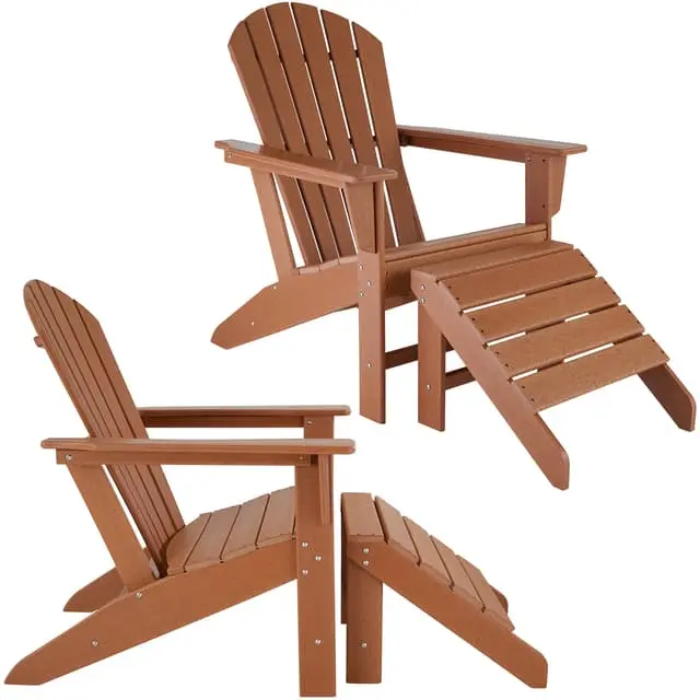 Sett av 2 hagestoler med fotskammel Adirondack-Design