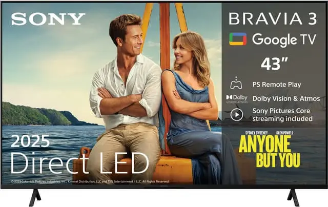 Sony 43” Bravia 3 4K LED smart TV (2025)