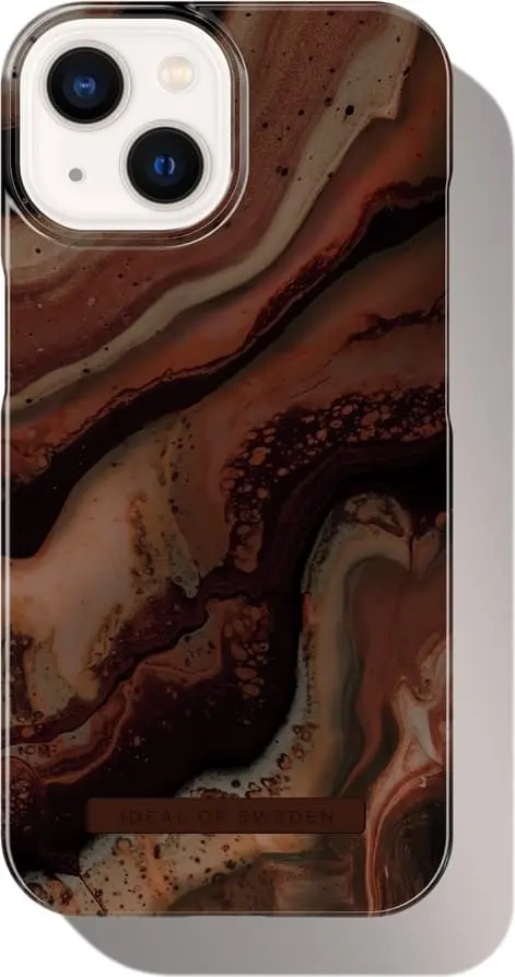 Printed Case iPhone 13 / 14 / 16e / 17e Dark Amber Marble