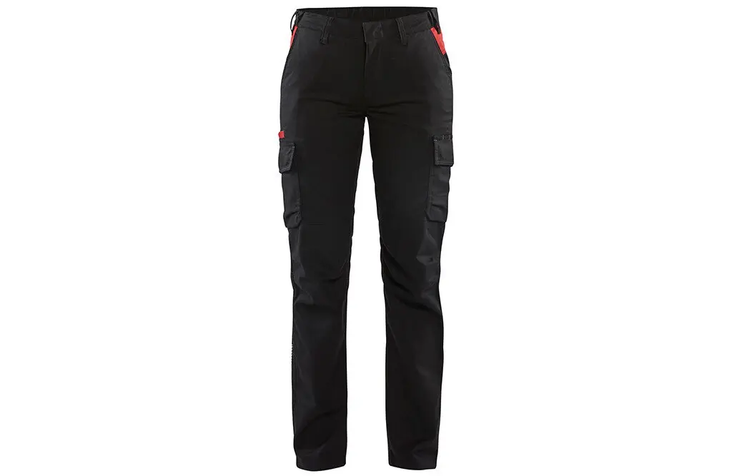 Blåkläder damebukse med stretch, industriell, svart-rød - C44
