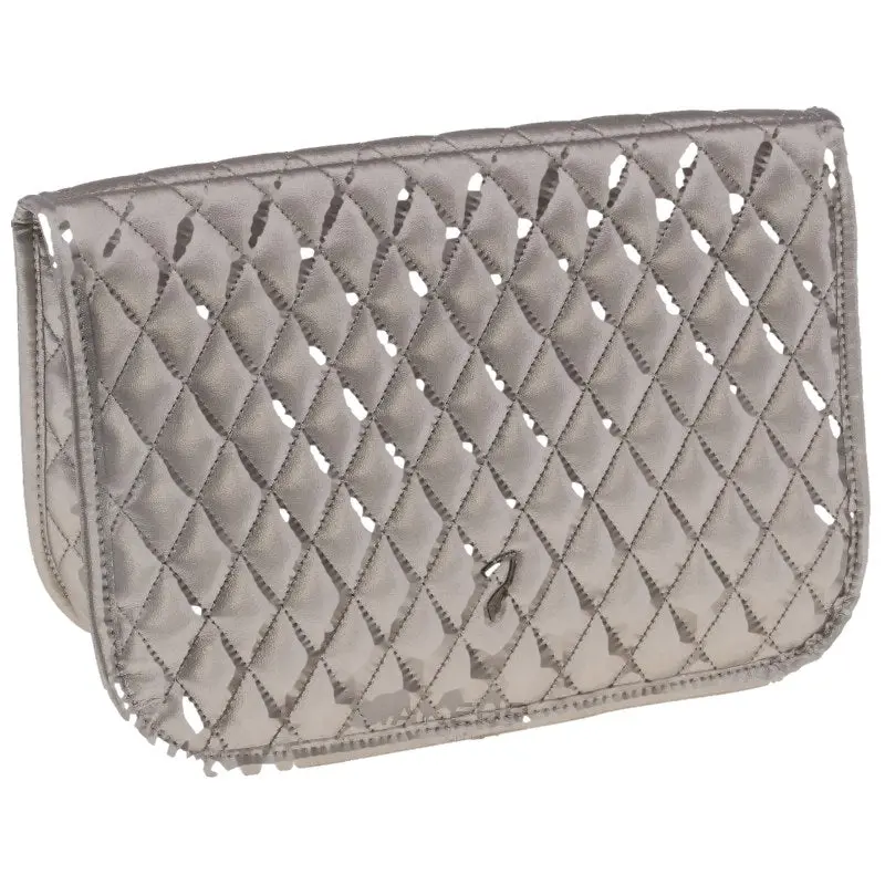 Janeke Chic Big Pouch with Hook — grande beauty case trapuntato con gancio, bronzo, 21,5x27,5x10 cm