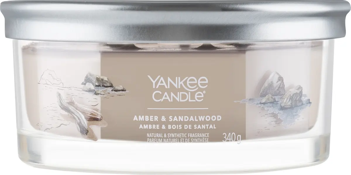 Candela profumata "Amber & Sandalwood", 5 stoppini Yankee Candle Singnature 340 g