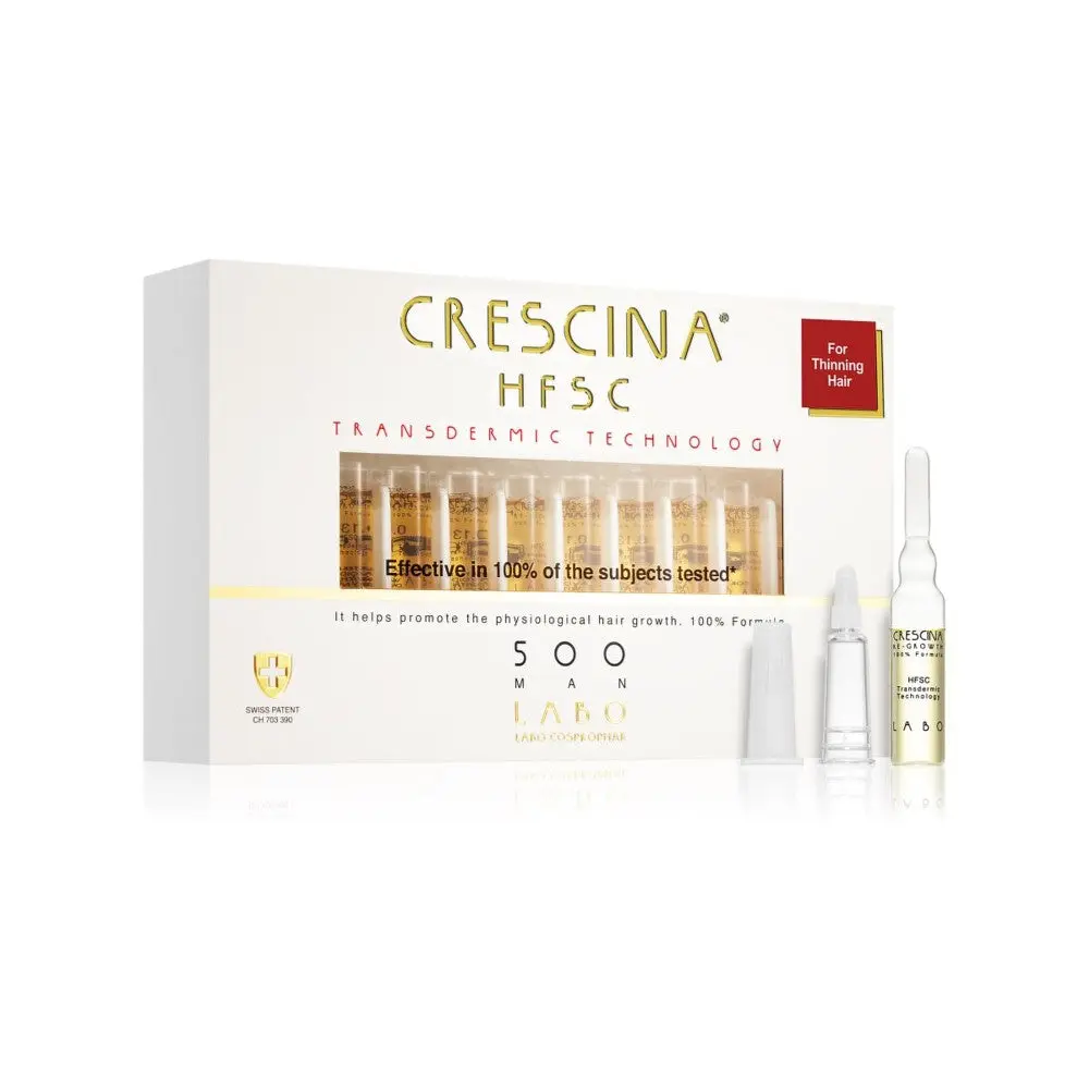 Crescina Transdermic 500 Re-Growth Trattamento Per La Crescita Dei Capelli Uomo 20 x 3,5 ml — Trattamento Capelli
