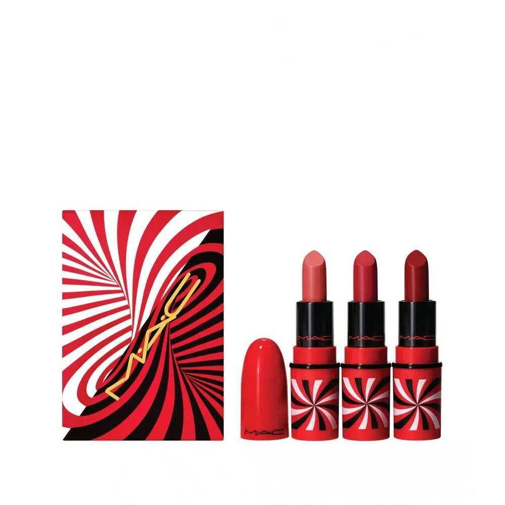 MAC Tiny Tricks Set Mini Rossetto Crema Awespicious 1,7 g e Mini Rossetto Opaco Sleight of Grand 1,8 g — Cofanetto Rossetti
