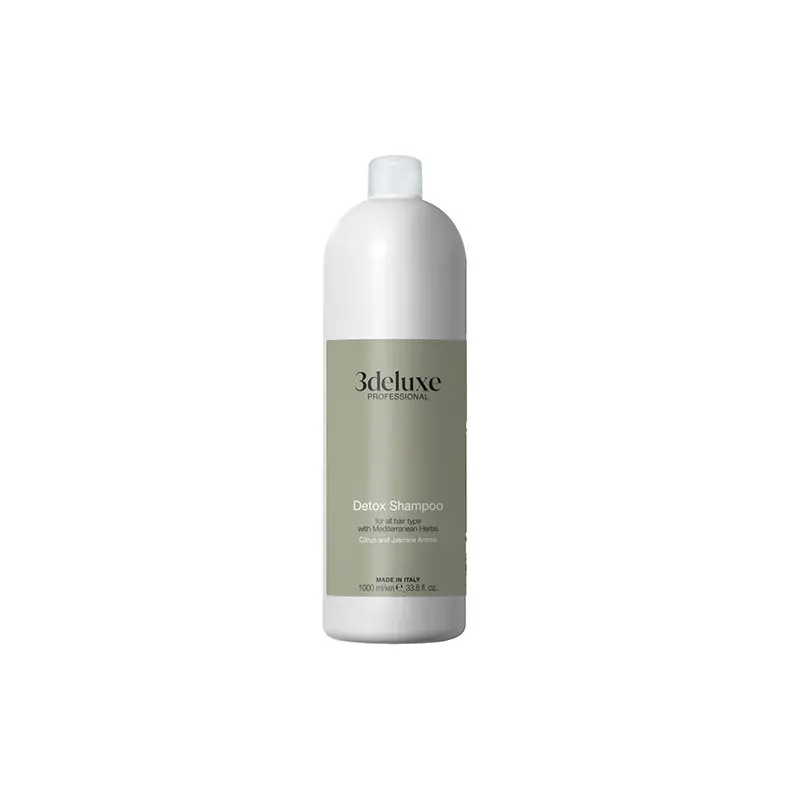 3DeLuXe Detox Shampoo — shampoo detox rigenerante tutti i tipi di capelli con erbe mediterranee 1000 ml