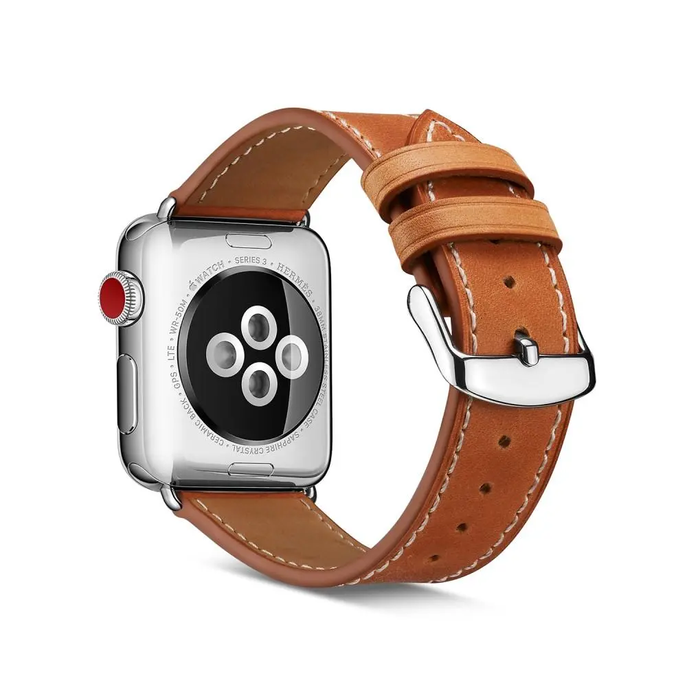 Apple Watch Series 4-6 44mm Reim i ekte skinn, Cognac