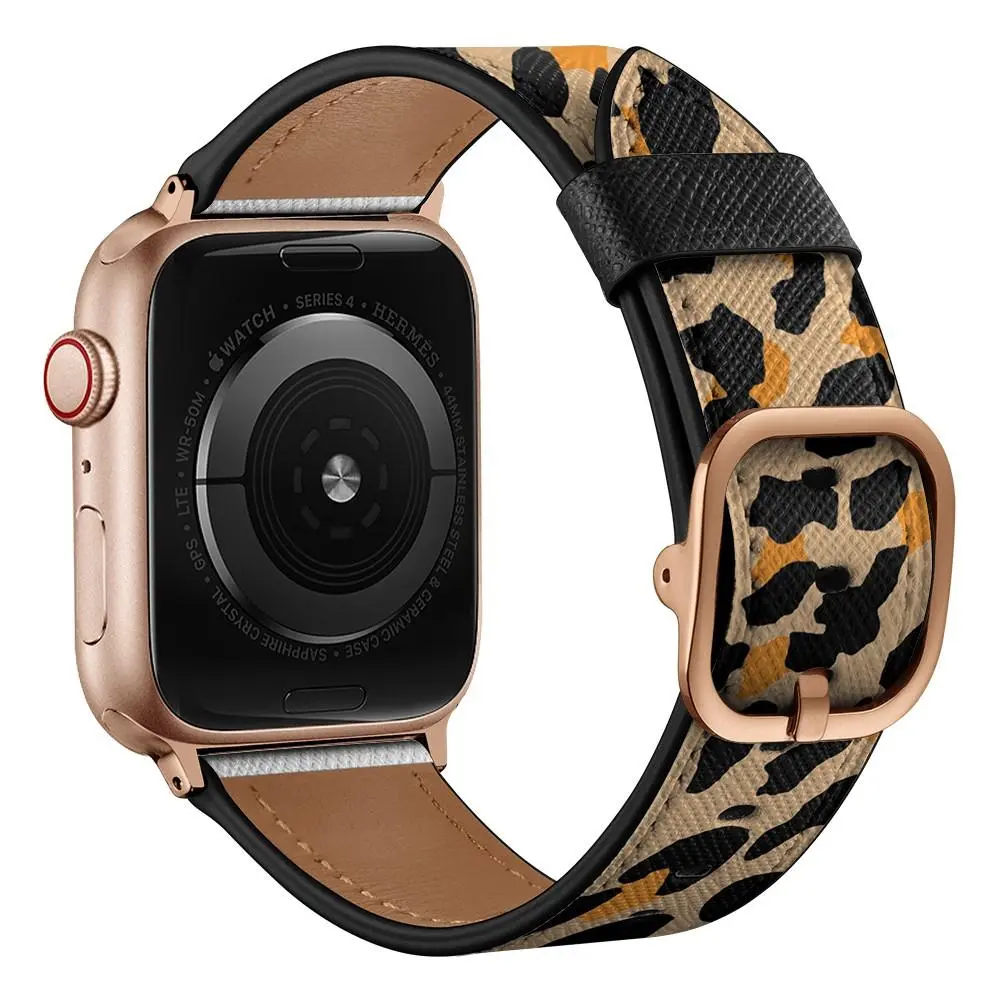 Apple Watch Series 1-3 42mm Reim i ekte skinn, Leopard