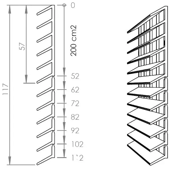 Ventilasjonsrist 596x117 metall innb skap og skap over kjøl