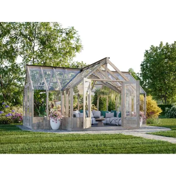Veksthus emilia 19,1m2 i glass og tre