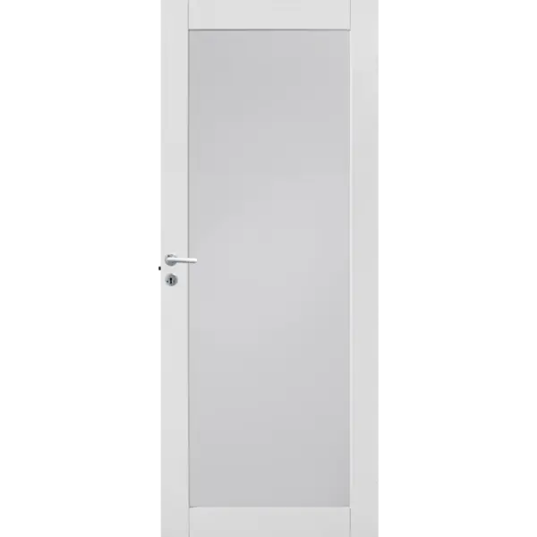 Innerdør funkis massiv fyllingsdør herdet glass 90x200 klassisk hvit ncs s0500-n