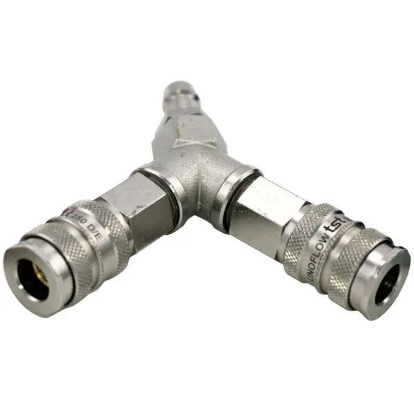 Toveisuttak 3/8" kombi euro nippel med to kombi uttak euro nippel