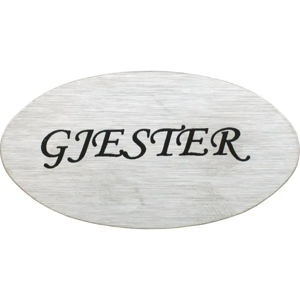 Dørskilt gjester oval matt krom