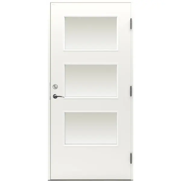 Ytterdør stokke hvit 90x210 venstre klart glass