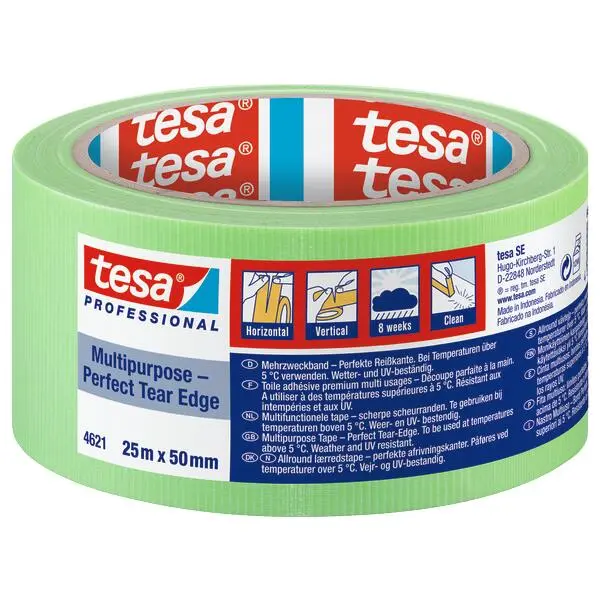 Lerretstape allround 25x50 grønn