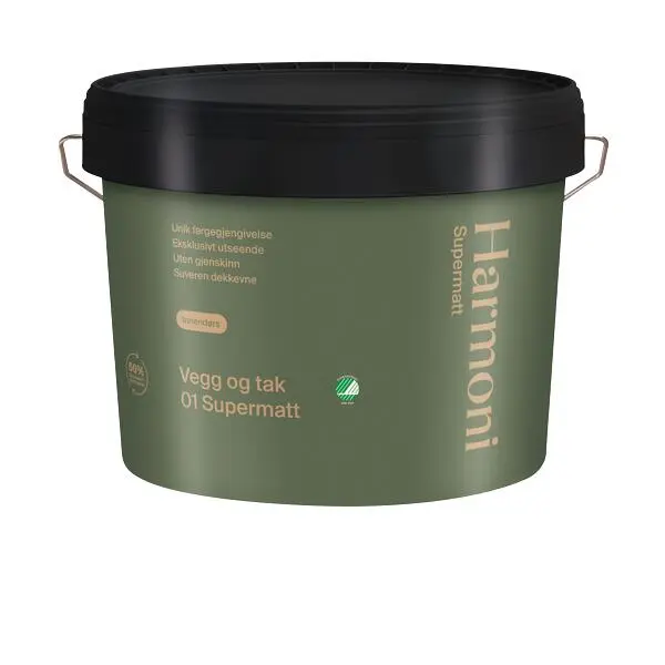 Vegg og takmaling supermatt hvit 9l