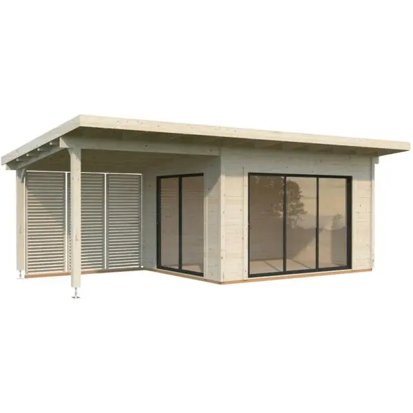 Hagestue grace 11,2+8,2 m2 slide+ massiv vegg i 56mm limtre