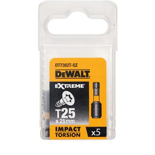 Bits torx t25 25mm torsion 5 stk dt7382t