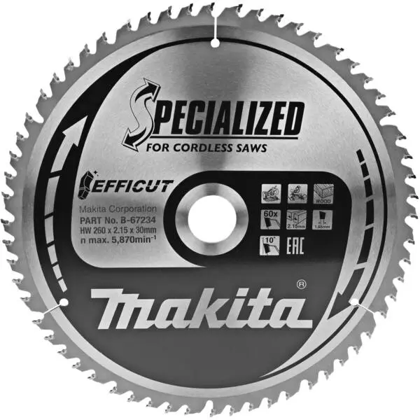 Sirkelsagblad 260x30x60t b-67284 efficut atafr tre