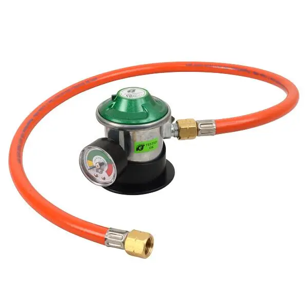 Regulator & 1,1m slange + manometer 2 x 1/4" gjengestuss