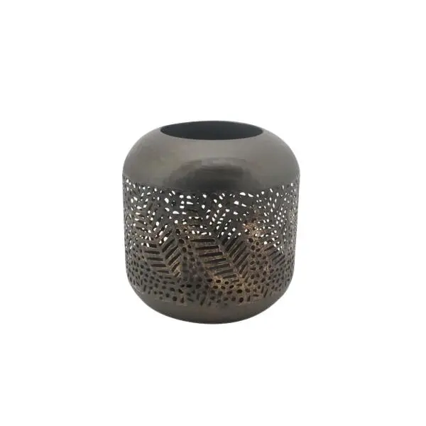 Lanterne sobel 22x22x23 cm antikk gull metall