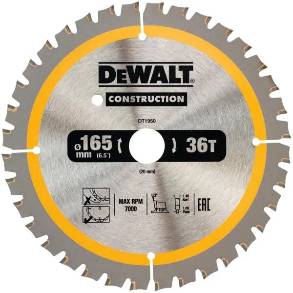 Sagblad oppladbar 165x20x36t dt1950 construction