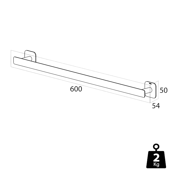 Håndklestang l60 colar matt sort 60 cm