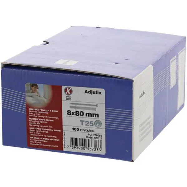 Nylonplugg + skr 8,0x80 eske a 100