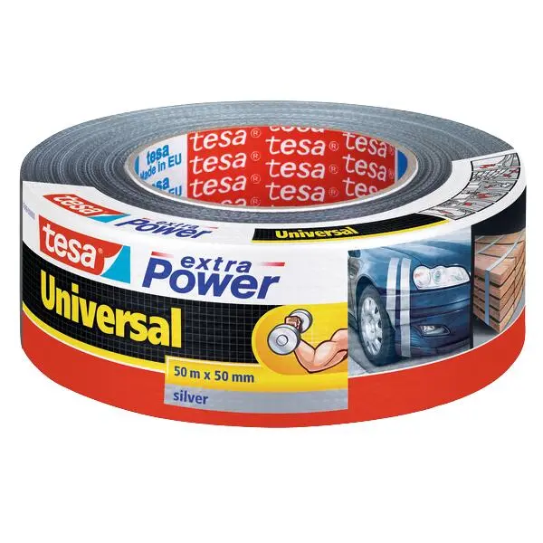 Lerretstape extra power sølv 50mx50mm