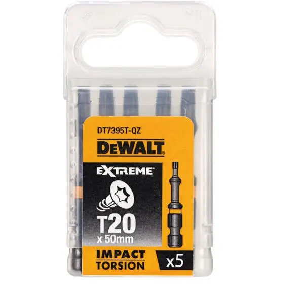 Bits torx t20 50mm torsion 5 stk dt7395t